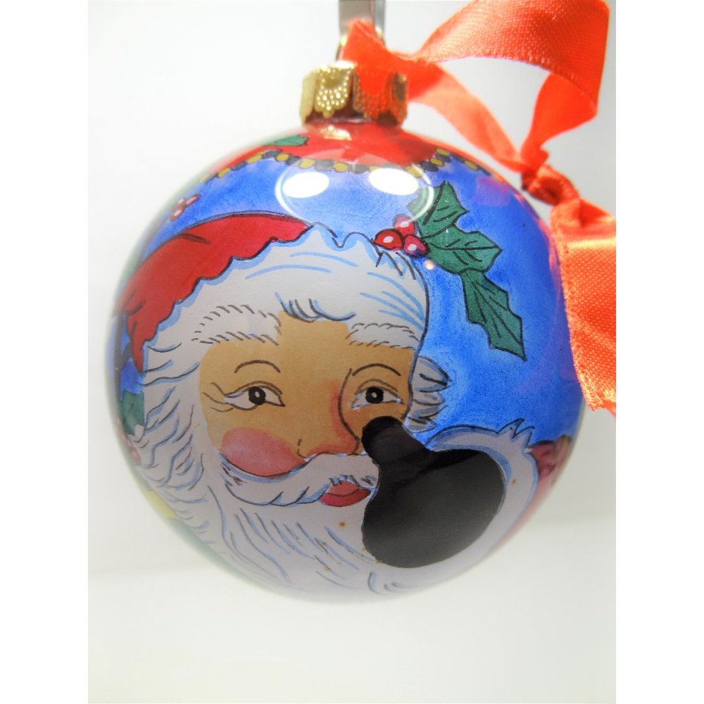 Christmas Ornament Glass Hand Painted On Inside